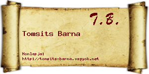 Tomsits Barna névjegykártya